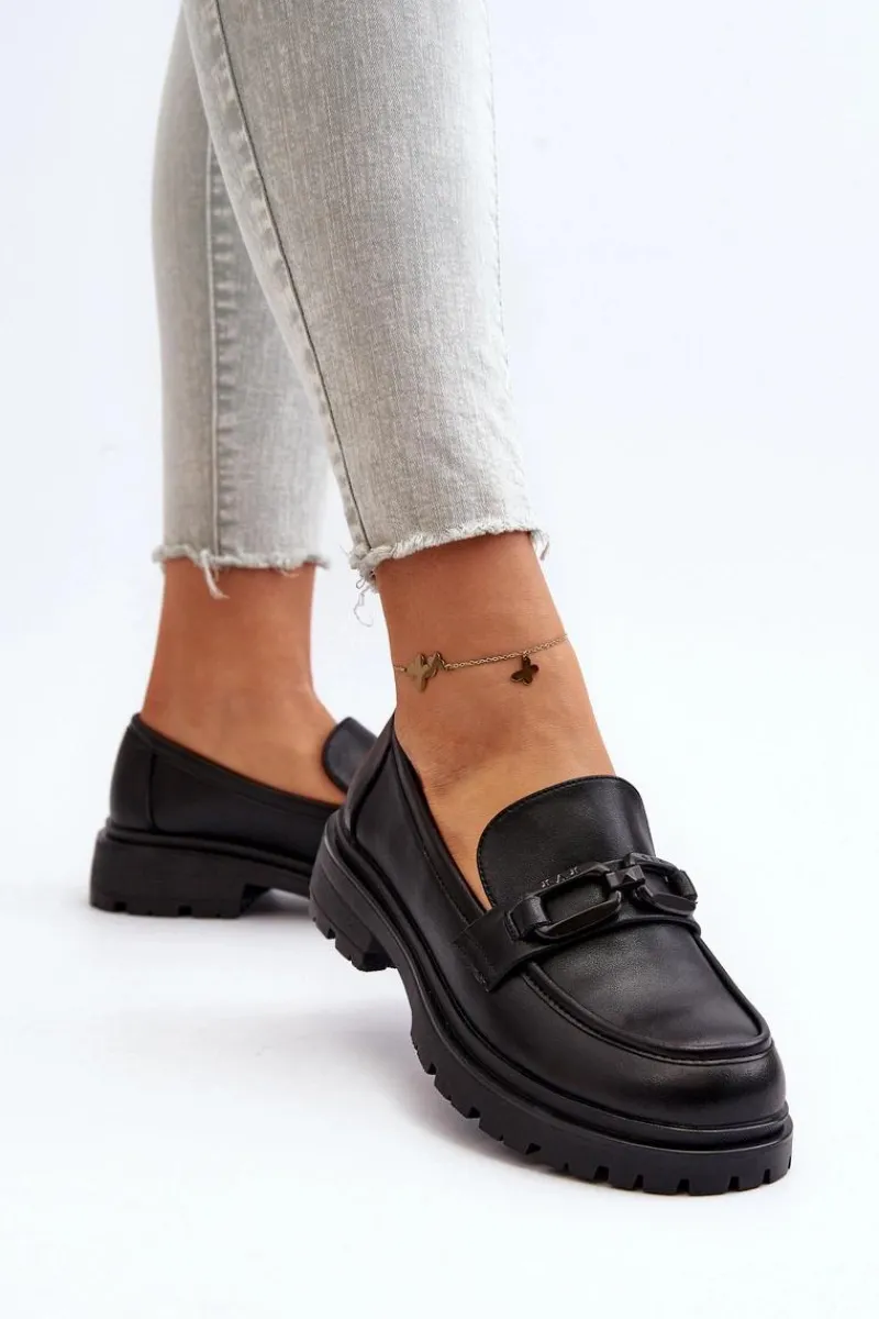 Outlet Damskie Mokasyny Ze Skóry Naturalnej Czarne Imbleria Damskie Mokasyny Damskie Skórzane|Mokasyny Na Platformie