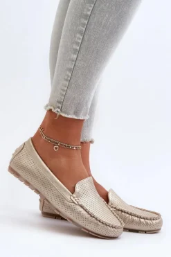 Boto Damskie Mokasyny Złote Ranica Złoty