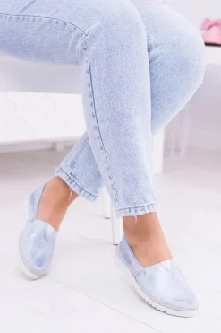 Best Boto Damskie Niebieskie Skórzane Slip On Frela