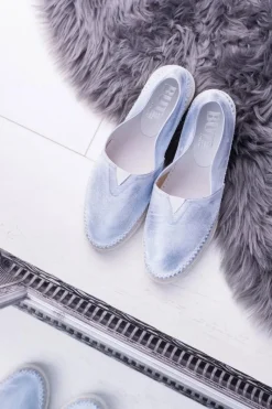 Best Boto Damskie Niebieskie Skórzane Slip On Frela