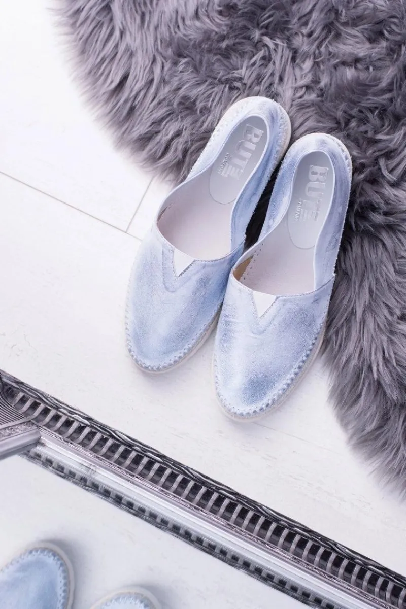 Best Boto Damskie Niebieskie Skórzane Slip On Frela