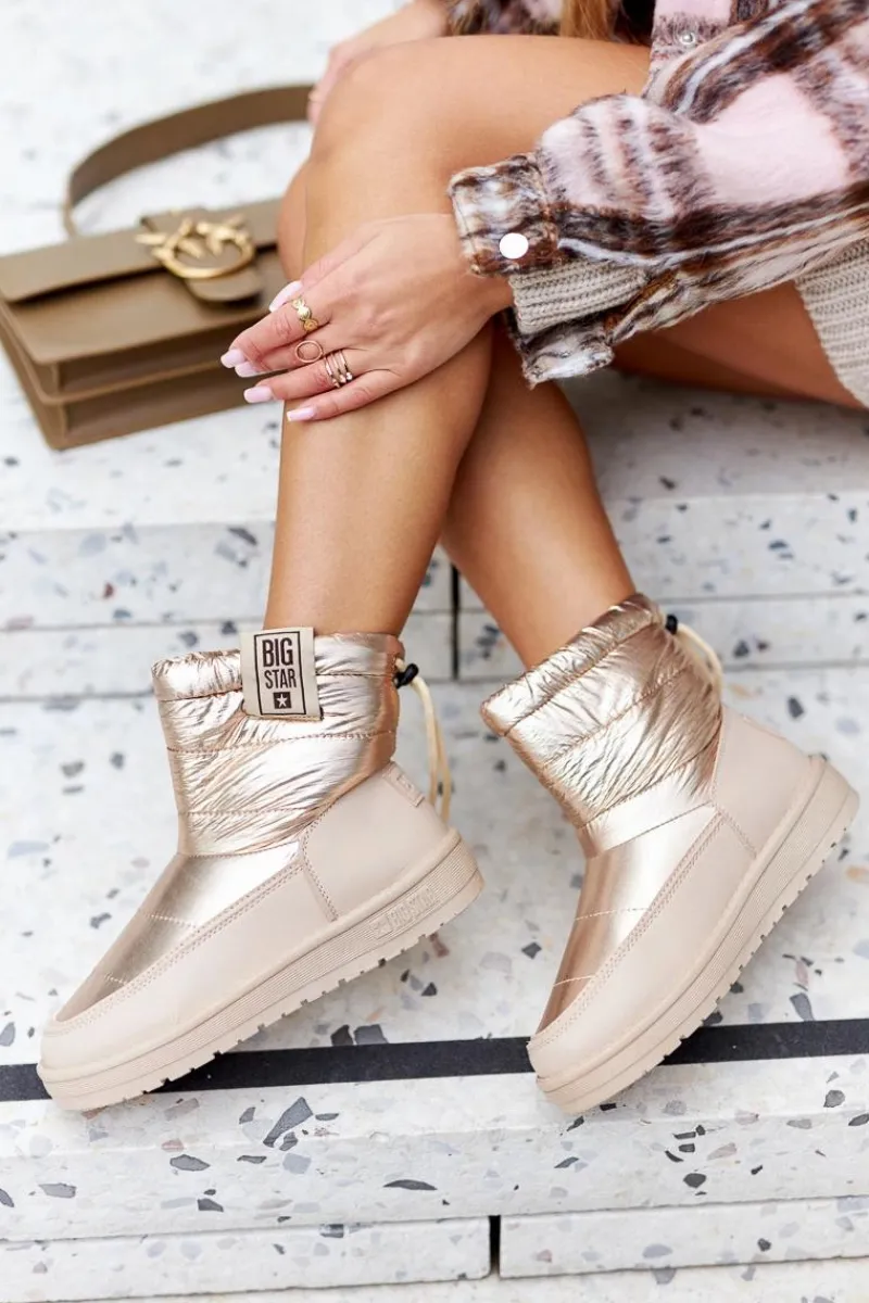 Outlet Damskie Śniegowce Big Star II274121 Beżowe Damskie Śniegowce Damskie