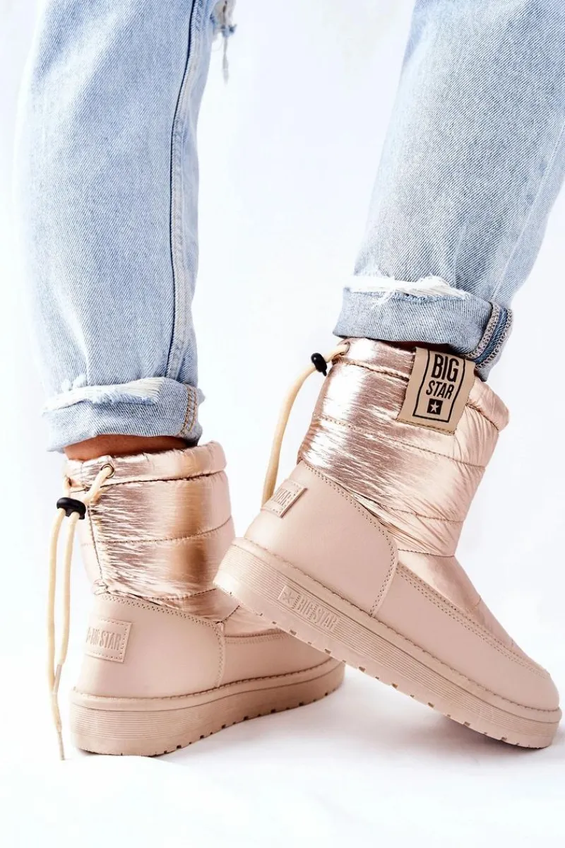 Outlet Damskie Śniegowce Big Star II274121 Beżowe Damskie Śniegowce Damskie