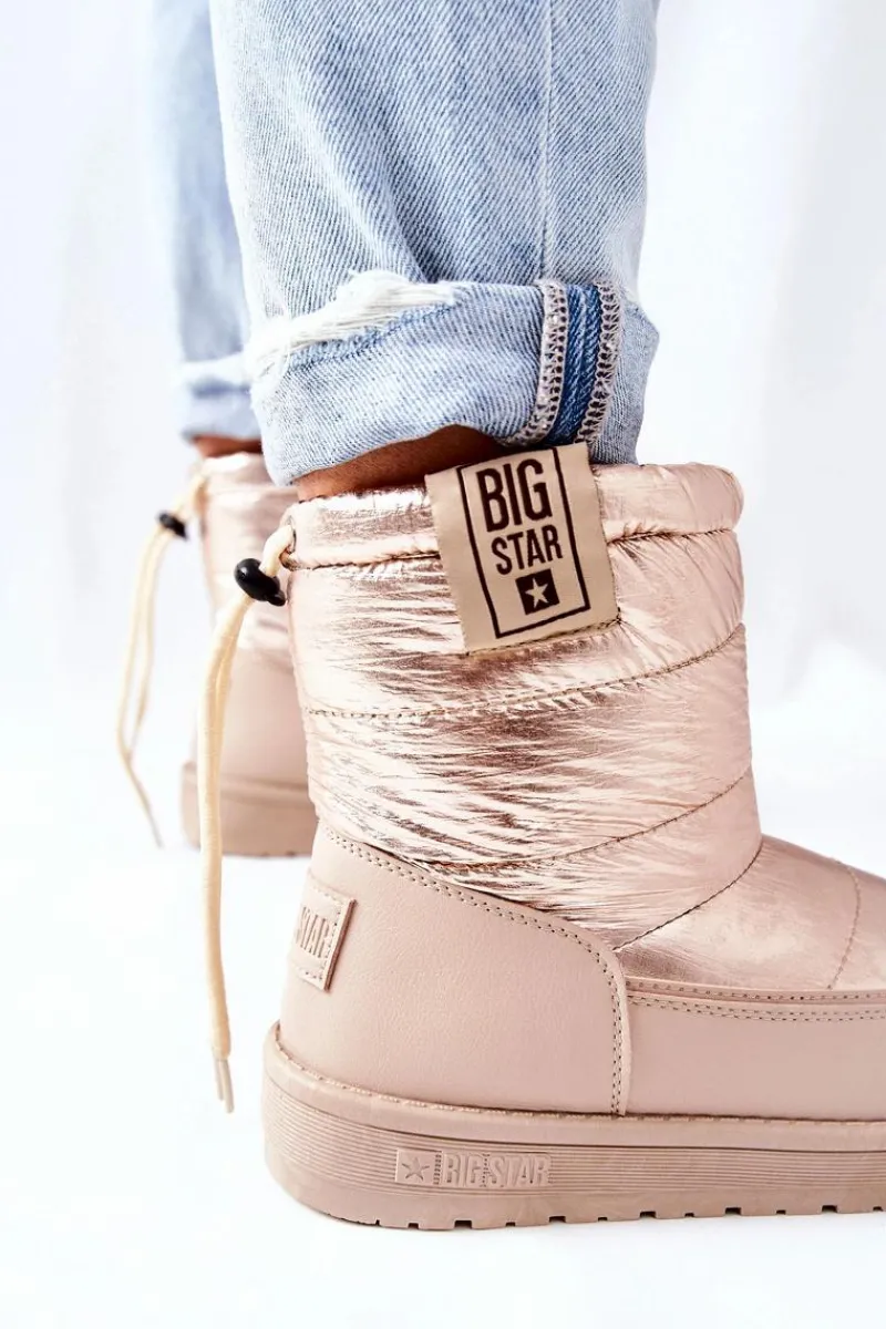 Outlet Damskie Śniegowce Big Star II274121 Beżowe Damskie Śniegowce Damskie