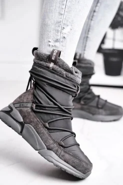 Sale Damskie Śniegowce Big Star Szare GG274629 Damskie Śniegowce Damskie