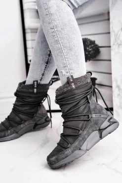 Sale Damskie Śniegowce Big Star Szare GG274629 Damskie Śniegowce Damskie