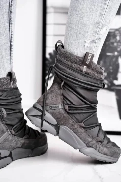 Sale Damskie Śniegowce Big Star Szare GG274629 Damskie Śniegowce Damskie