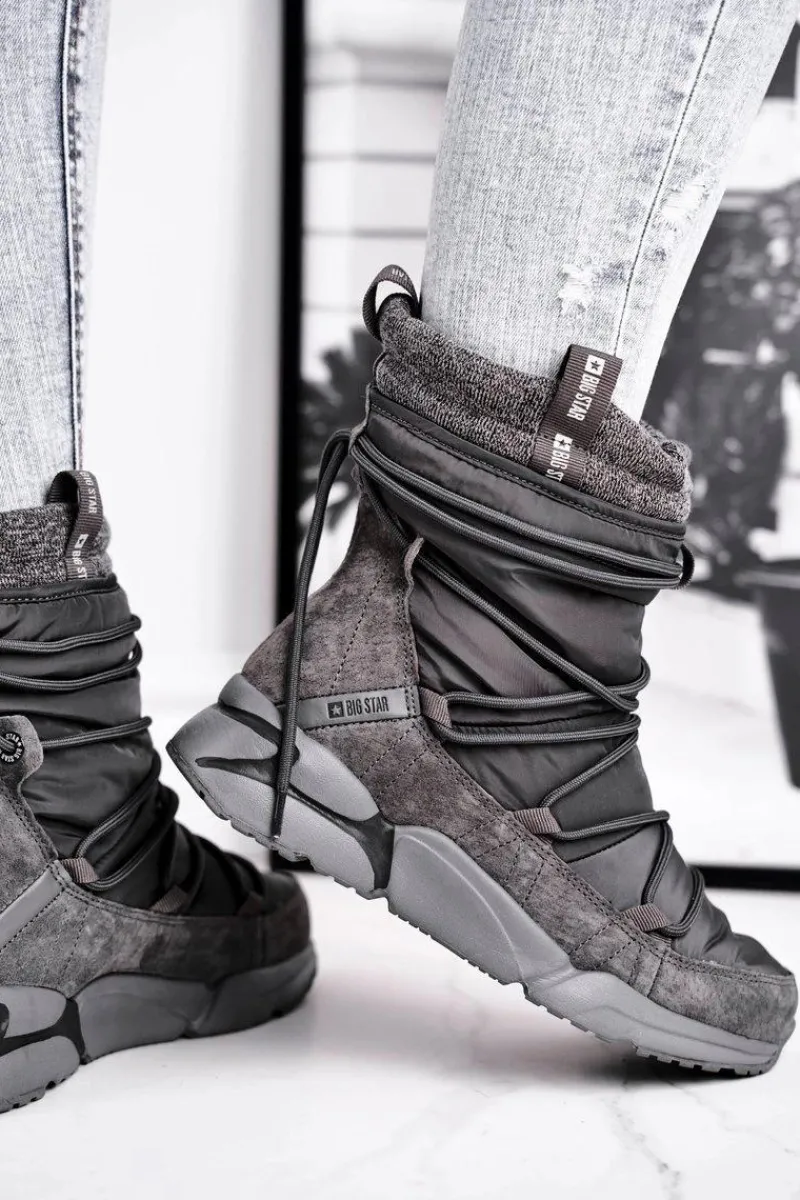 Sale Damskie Śniegowce Big Star Szare GG274629 Damskie Śniegowce Damskie