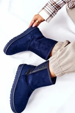 Sale Damskie Śniegowce Big Star EE274416 Granatowe Damskie Śniegowce Damskie