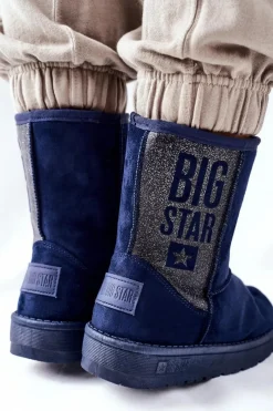Sale Damskie Śniegowce Big Star EE274416 Granatowe Damskie Śniegowce Damskie