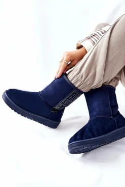 Sale Damskie Śniegowce Big Star EE274416 Granatowe Damskie Śniegowce Damskie