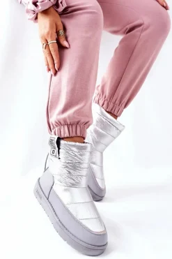 Sale Big Star Shoes Damskie Śniegowce Big Star II274118 Srebrne Srebrny