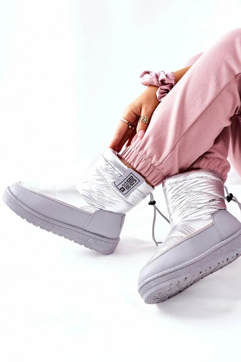 Sale Big Star Shoes Damskie Śniegowce Big Star II274118 Srebrne Srebrny