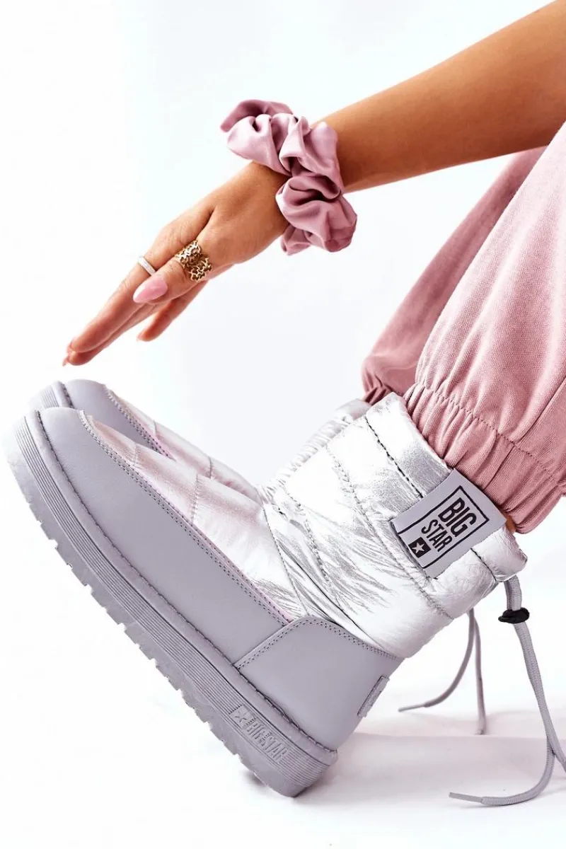 Sale Big Star Shoes Damskie Śniegowce Big Star II274118 Srebrne Srebrny