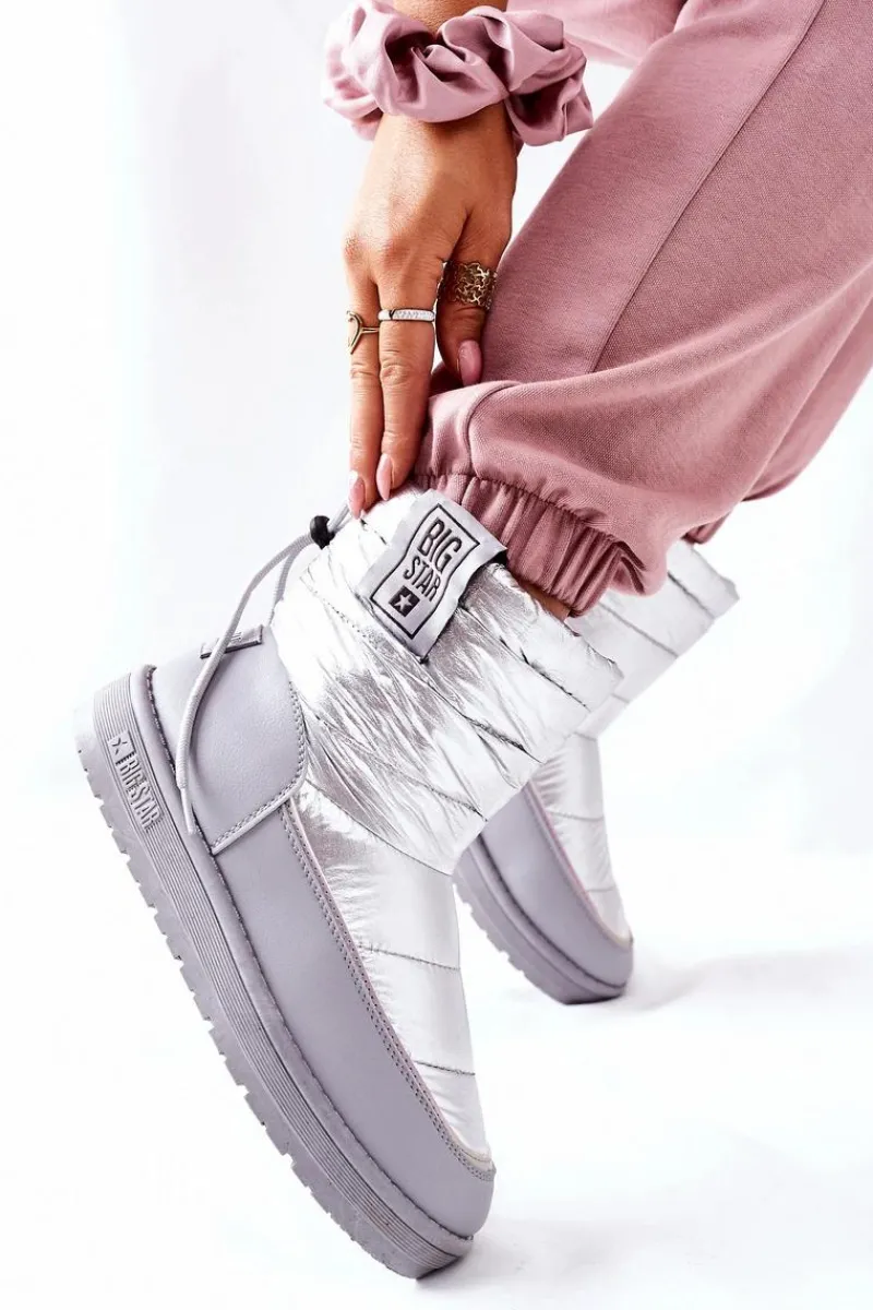 Sale Big Star Shoes Damskie Śniegowce Big Star II274118 Srebrne Srebrny