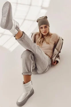 Sale Big Star Shoes Damskie Śniegowce Big Star II274118 Srebrne Srebrny