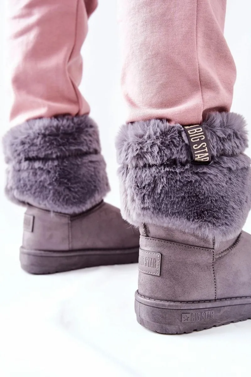 Śniegowce Damskie>Big Star Shoes Damskie Śniegowce Big Star II274128 Szare