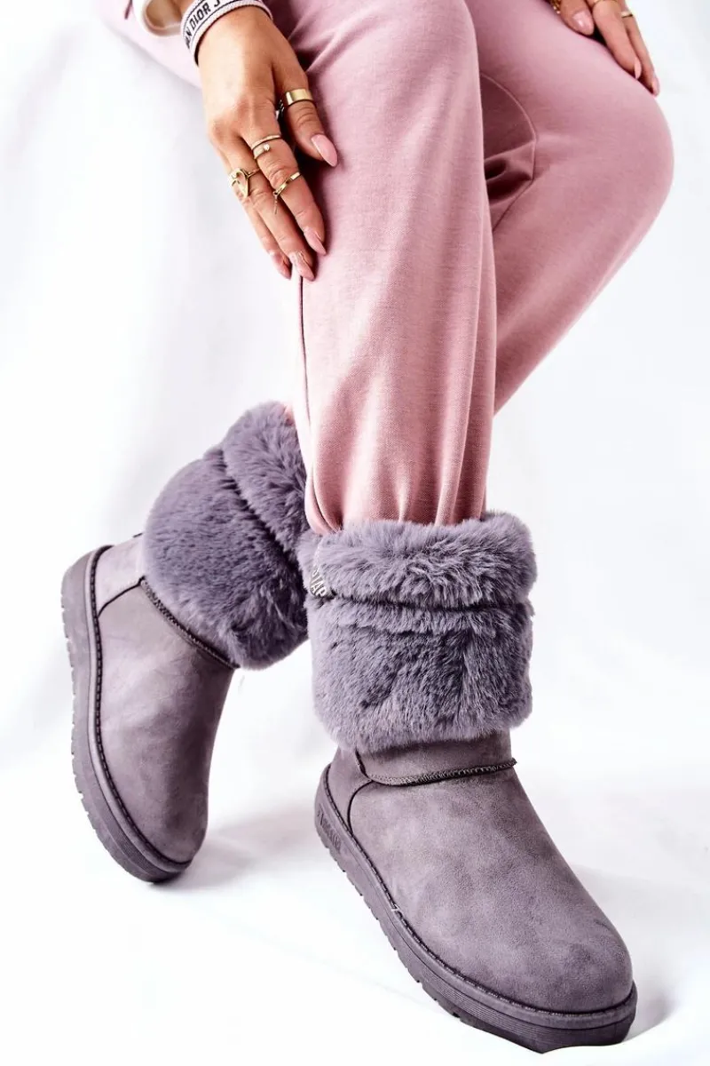 Śniegowce Damskie>Big Star Shoes Damskie Śniegowce Big Star II274128 Szare