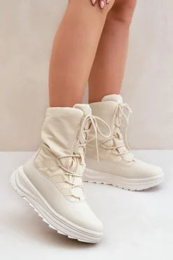 Discount 4F Damskie Śniegowce INUA Z Ociepliną Primaloft RAW2SBSF012 Beżowe