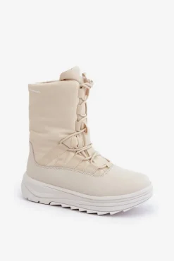 Discount 4F Damskie Śniegowce INUA Z Ociepliną Primaloft RAW2SBSF012 Beżowe