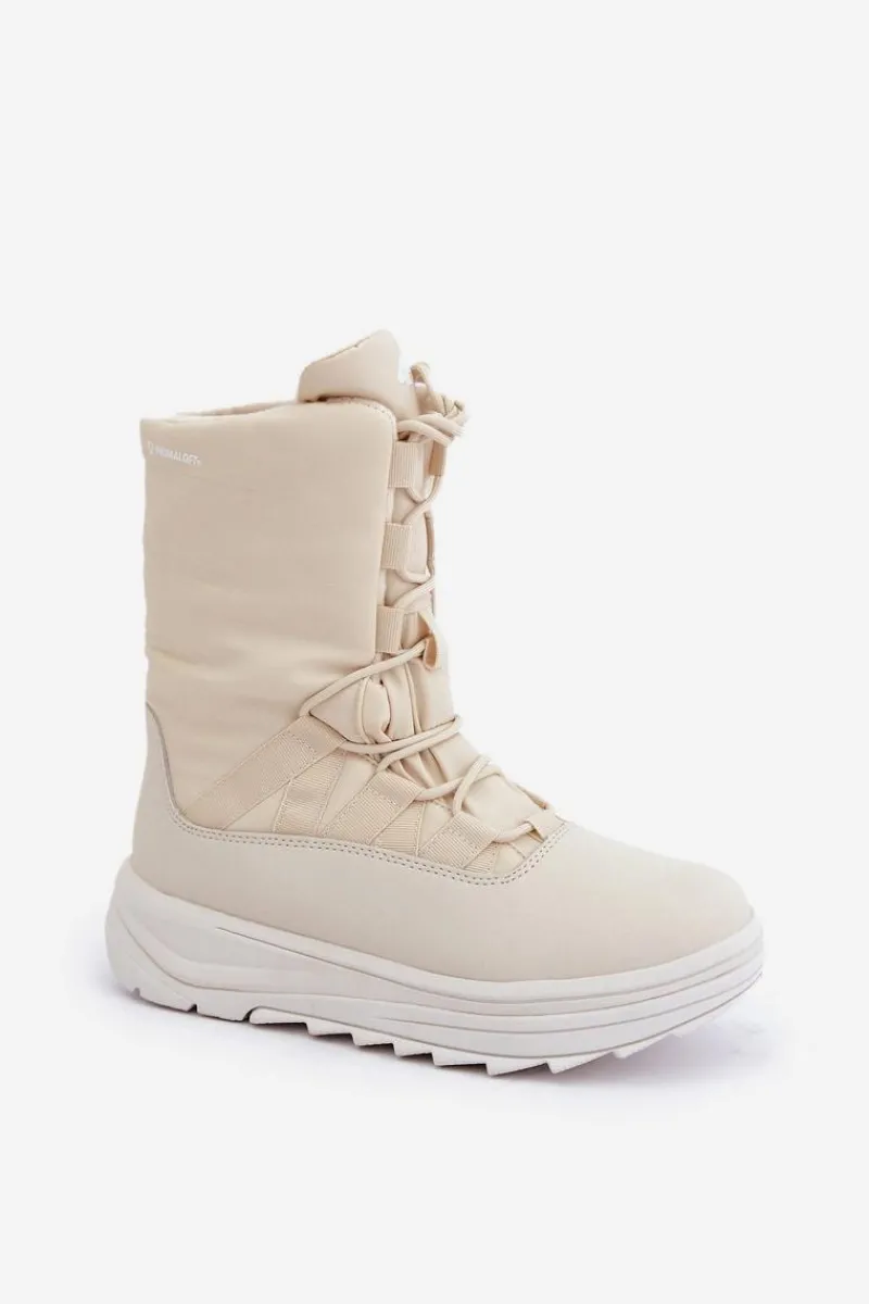 Discount 4F Damskie Śniegowce INUA Z Ociepliną Primaloft RAW2SBSF012 Beżowe