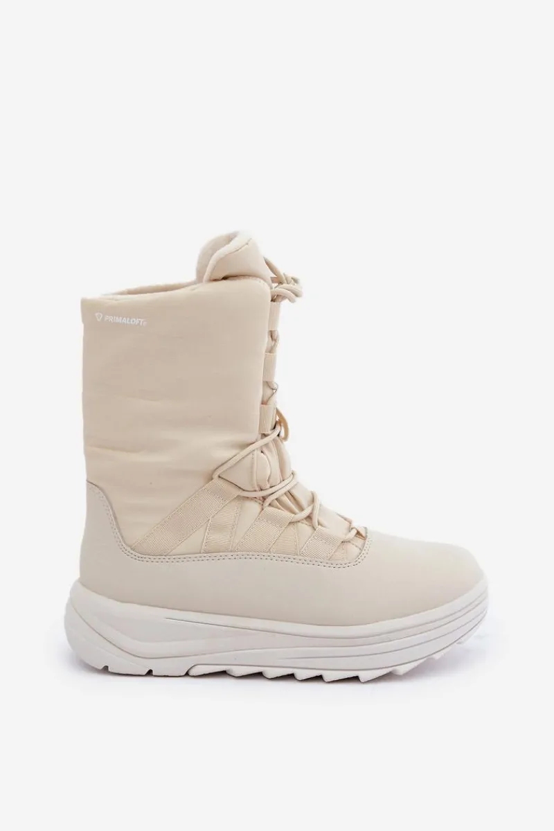 Discount 4F Damskie Śniegowce INUA Z Ociepliną Primaloft RAW2SBSF012 Beżowe
