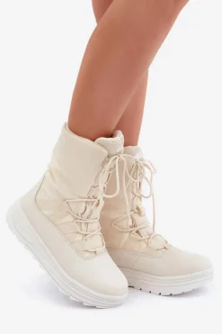 Discount 4F Damskie Śniegowce INUA Z Ociepliną Primaloft RAW2SBSF012 Beżowe