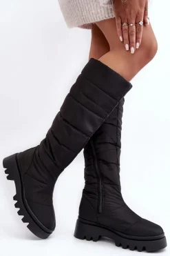 Śniegowce Damskie|Kozaki Płaskie>Big Star Shoes Damskie Śniegowce Kozaki Ocieplane Czarne Big Star MM274332