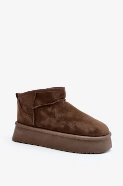 Boto Damskie Śniegowce Na Grubej Podeszwie Ciemnozielone Caliksa Zielony