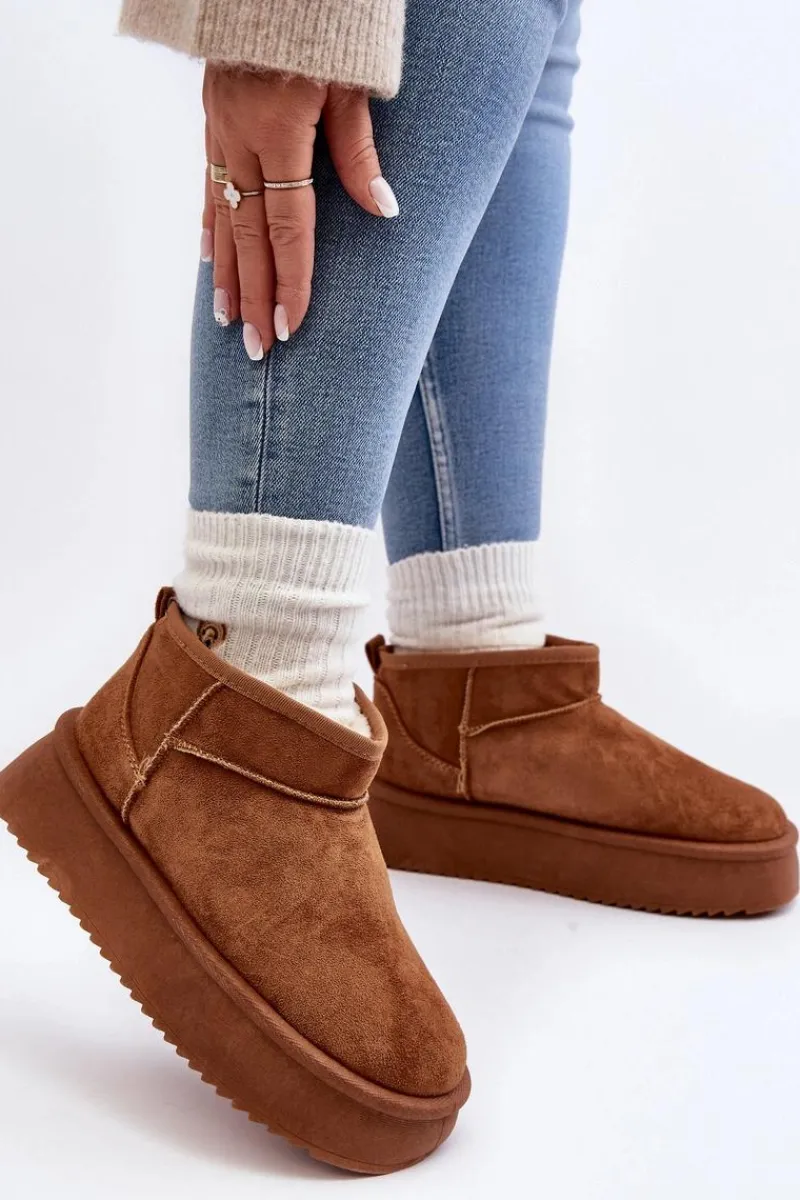 Clearance Boto Damskie Śniegowce Na Grubej Podeszwie Camel Caliksa