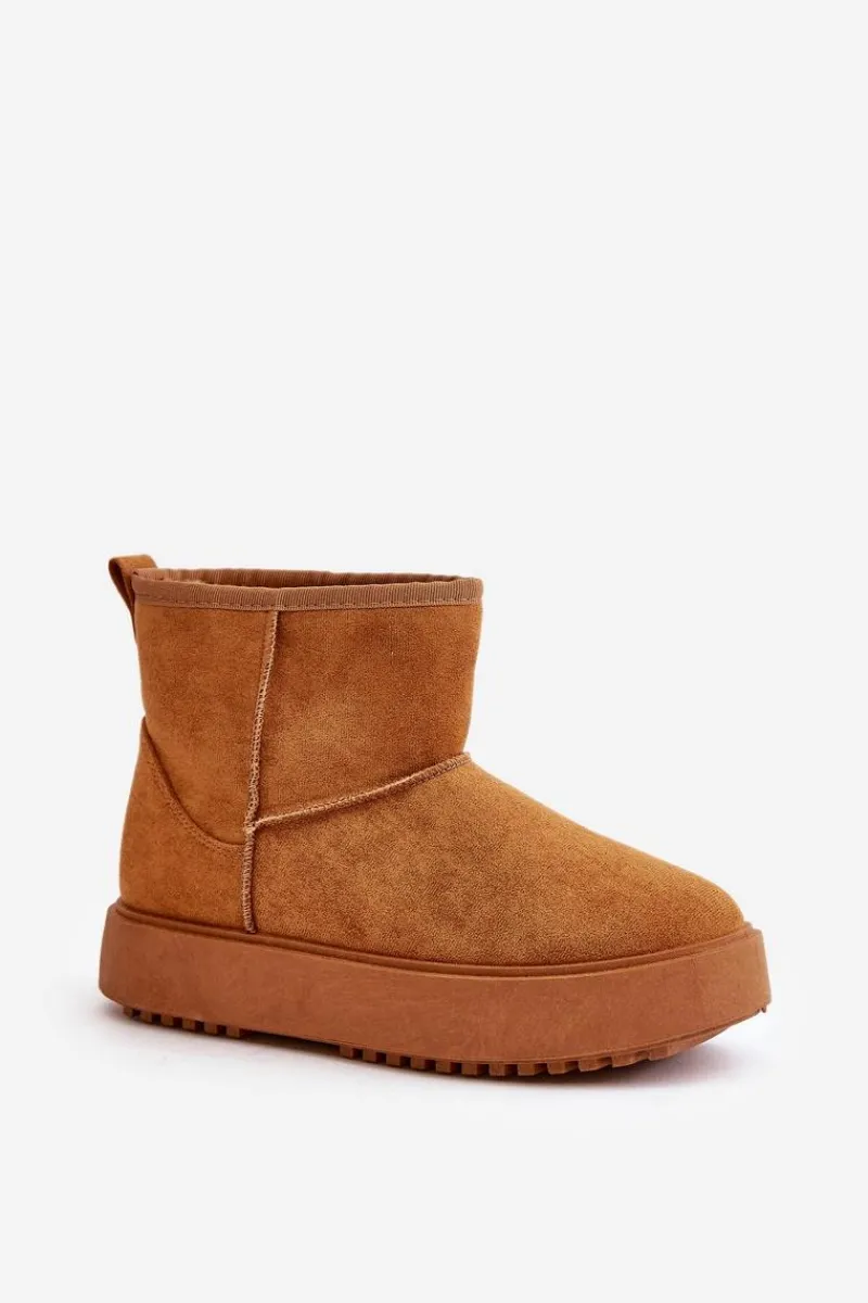 Śniegowce Damskie>Evento Damskie Śniegowce Na Platformie Z Eko Zamszu Camel Atteria