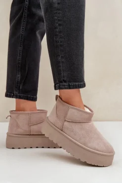 Śniegowce Damskie>Boto Damskie Śniegowce Na Platformie Beżowe Ninala