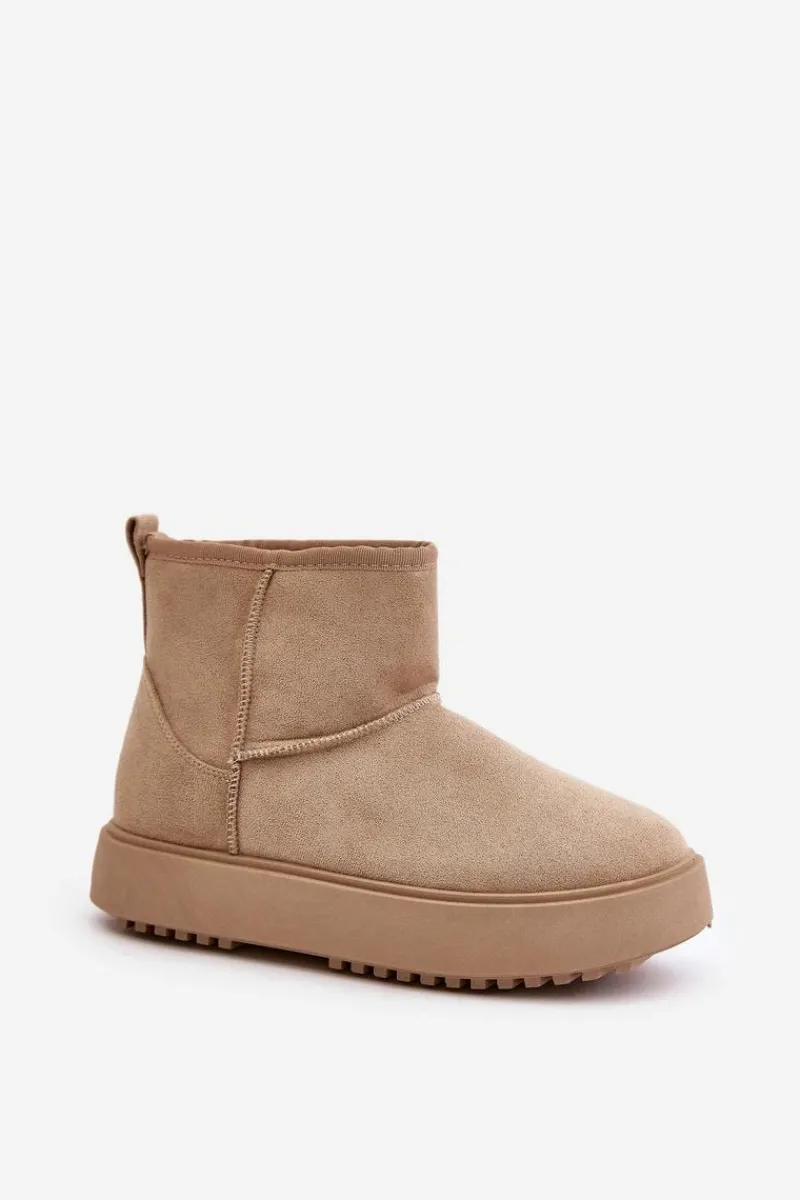 Discount Damskie Śniegowce Na Platformie Z Eko Zamszu Beżowe Atteria Damskie Śniegowce Damskie