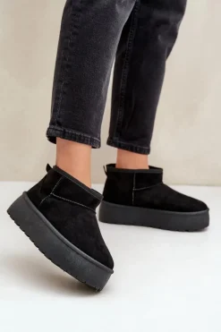 Śniegowce Damskie>Boto Damskie Śniegowce Na Platformie Czarne Ninala Czarny