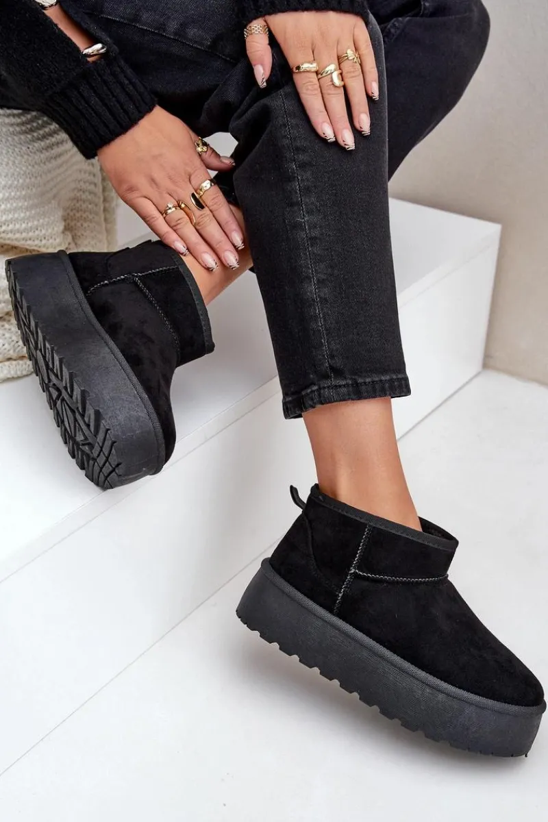 Śniegowce Damskie>Boto Damskie Śniegowce Na Platformie Czarne Ninala Czarny