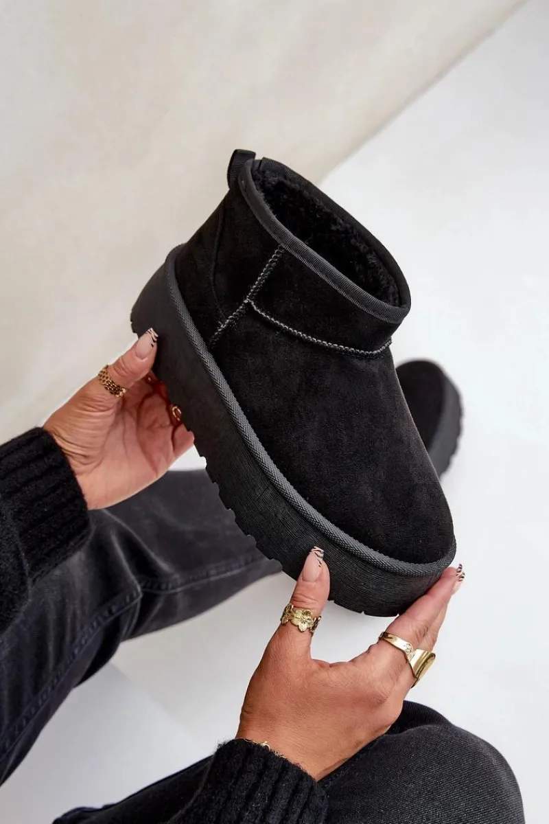 Śniegowce Damskie>Boto Damskie Śniegowce Na Platformie Czarne Ninala Czarny