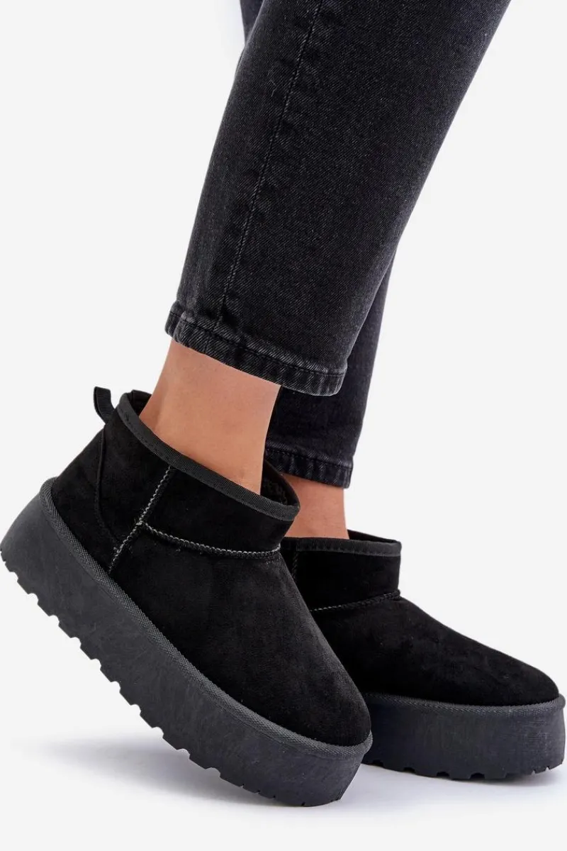 Śniegowce Damskie>Boto Damskie Śniegowce Na Platformie Czarne Ninala Czarny