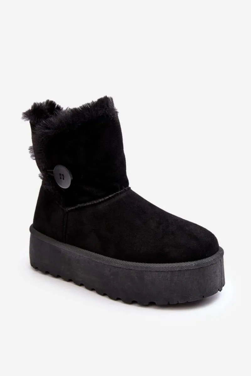 Clearance Boto Damskie Śniegowce Na Platformie Z Futerkiem Czarne Wikasem