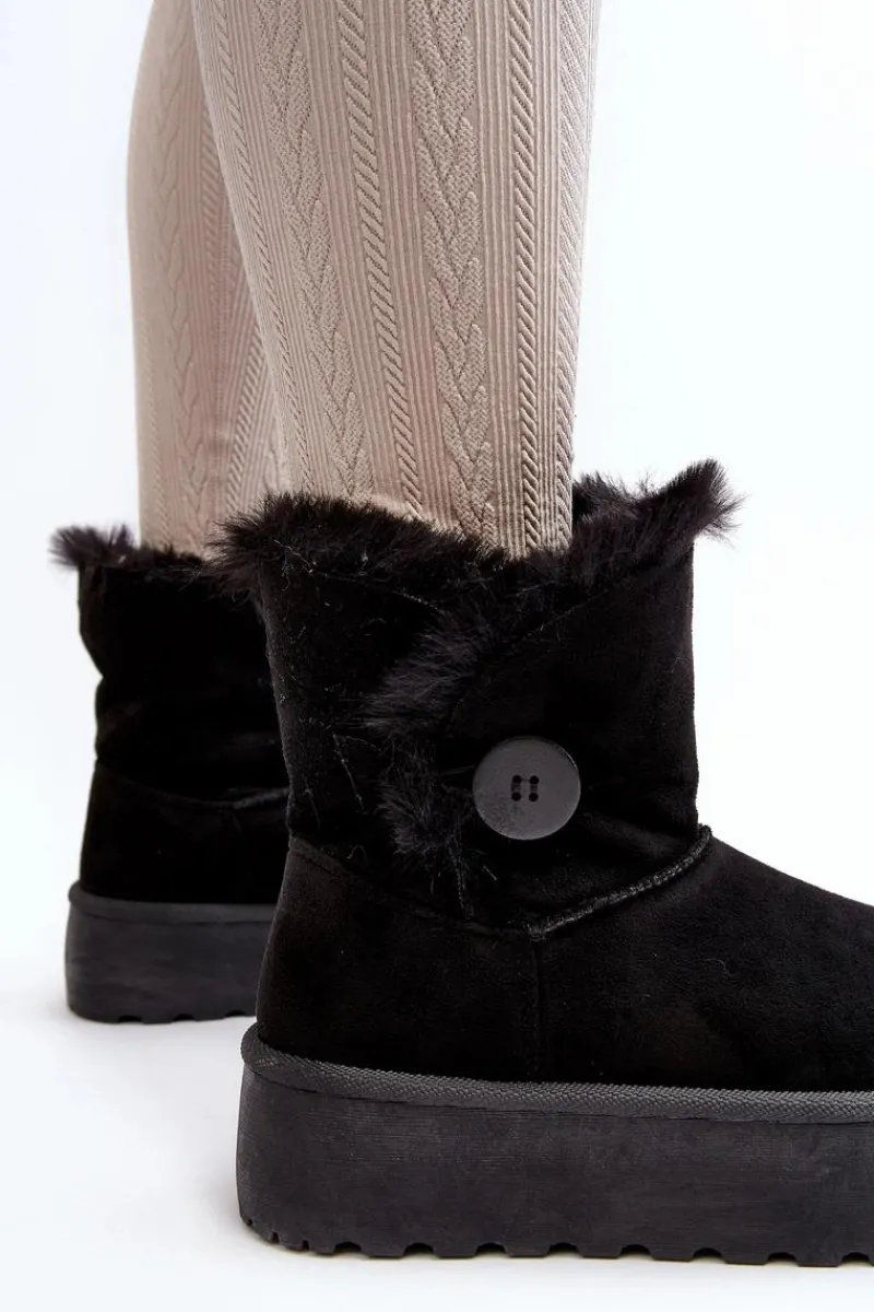 Clearance Boto Damskie Śniegowce Na Platformie Z Futerkiem Czarne Wikasem