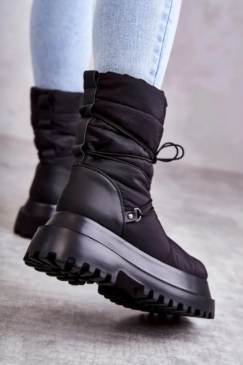 Śniegowce Damskie>Boto Damskie Śniegowce Na Platformie Czarne Lilou