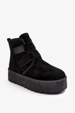 Śniegowce Damskie>Boto Damskie Śniegowce Na Platformie Czarne Naredi