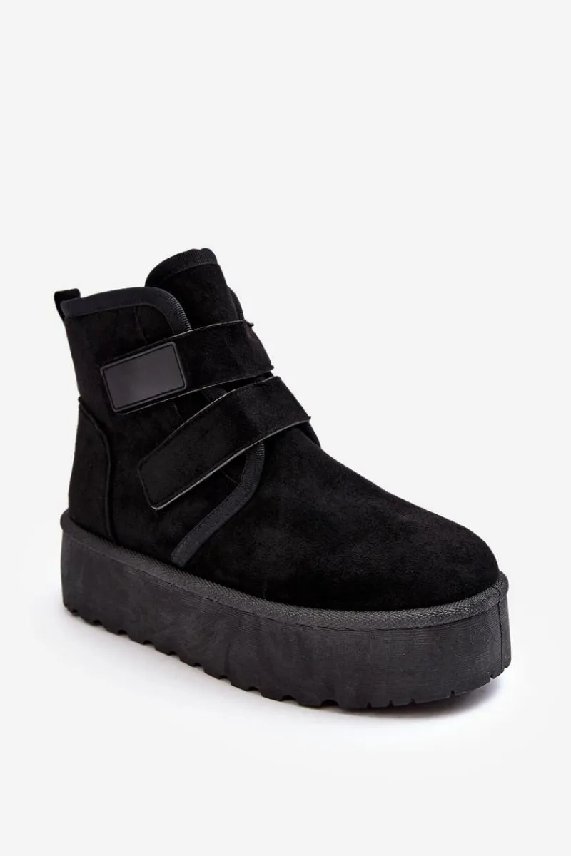 Śniegowce Damskie>Boto Damskie Śniegowce Na Platformie Czarne Naredi