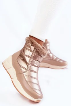 Discount Evento Damskie Śniegowce Na Suwak Złoto-Beżowe Senia