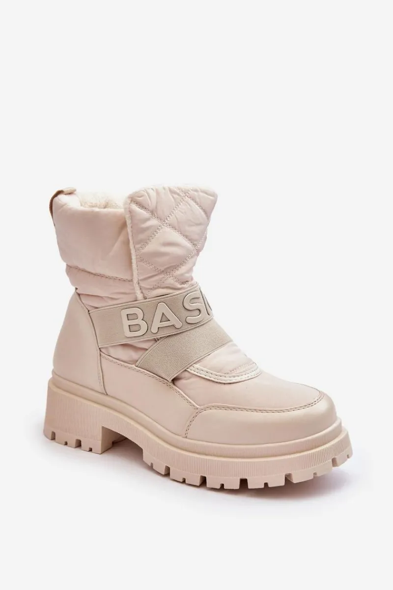 Śniegowce Damskie>Boto Damskie Śniegowce Na Suwak Ocieplane Jasnobeżowe Zeva