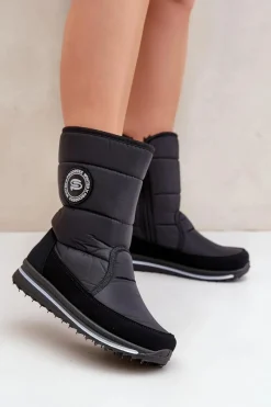 Discount Boto Damskie Śniegowce Na Zamek Progress PROGJ-21-09 Czarne