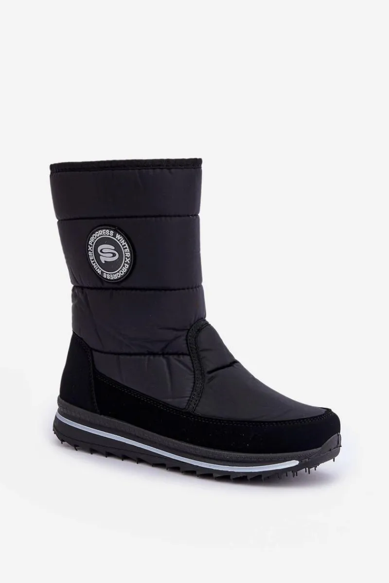 Discount Boto Damskie Śniegowce Na Zamek Progress PROGJ-21-09 Czarne
