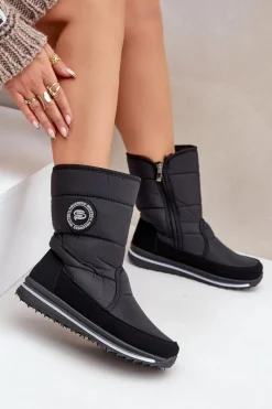 Discount Boto Damskie Śniegowce Na Zamek Progress PROGJ-21-09 Czarne