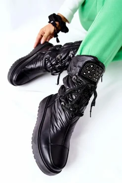 Online Damskie buty S.Barski Damskie Śniegowce Ocieplane Czarne Chardonnay