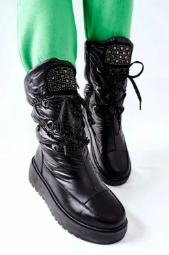 Online Damskie buty S.Barski Damskie Śniegowce Ocieplane Czarne Chardonnay