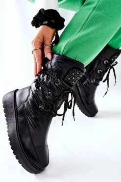 Online Damskie buty S.Barski Damskie Śniegowce Ocieplane Czarne Chardonnay